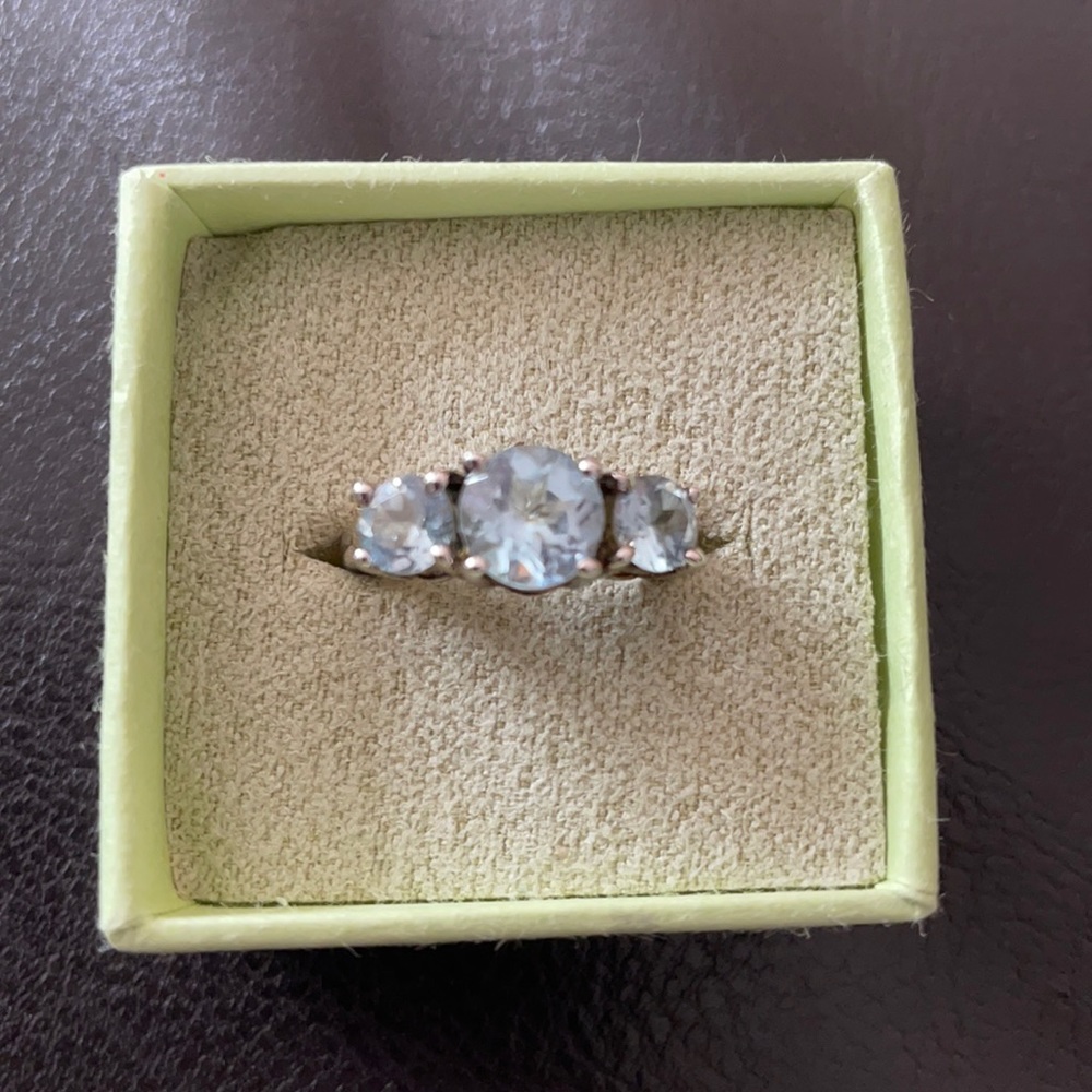 Three Stone Aquamarine ring Size 5